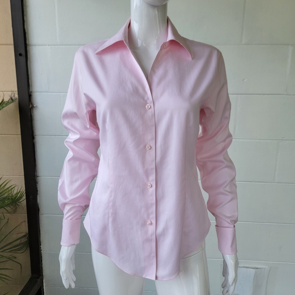 Casual Corner Button Down Pink Shirt Women S Y2K Office Coquette with Cuff Links